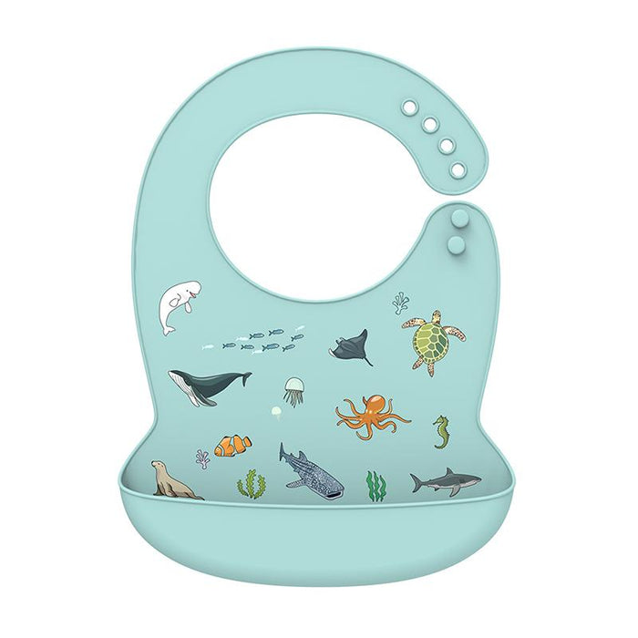 Silicone Baby Bib Waterproof Cartoon Feeding Soft Adjustable Scarf