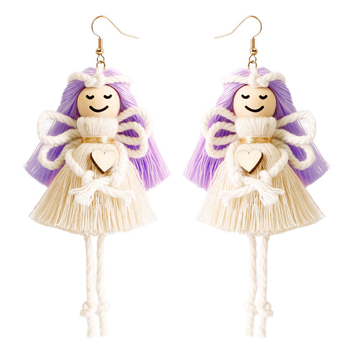 Cotton Rope Hand Woven Tassel Angel Earrings