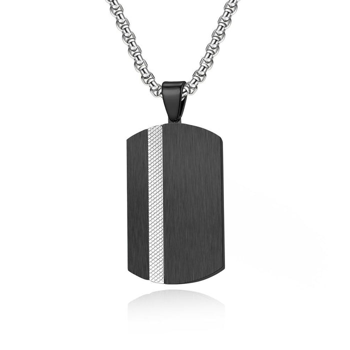 Brushed Plaid Military Brand Stainless Steel Pendant Necklace