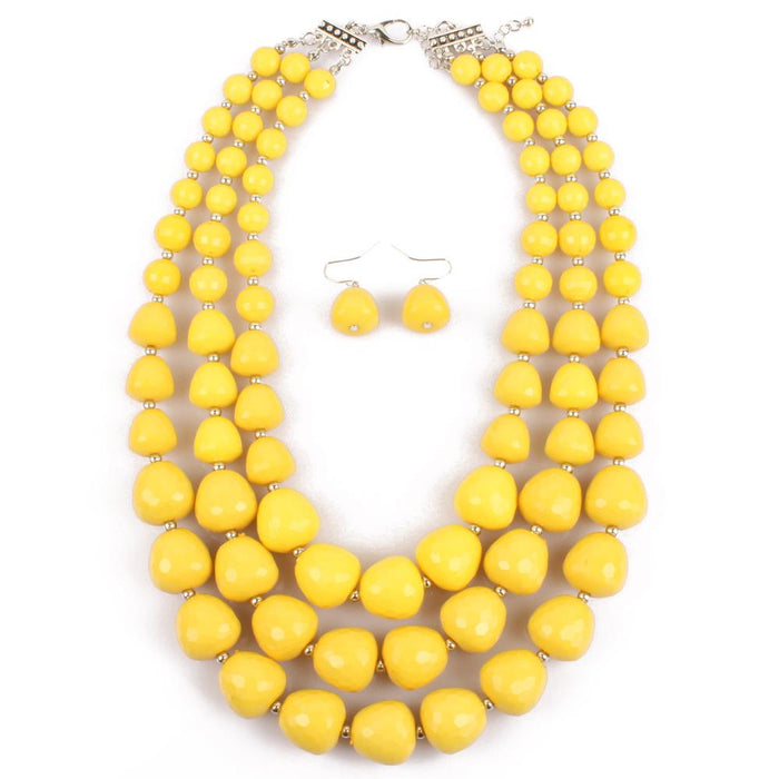Women's jewelry color Beaded exaggerated Necklace Set