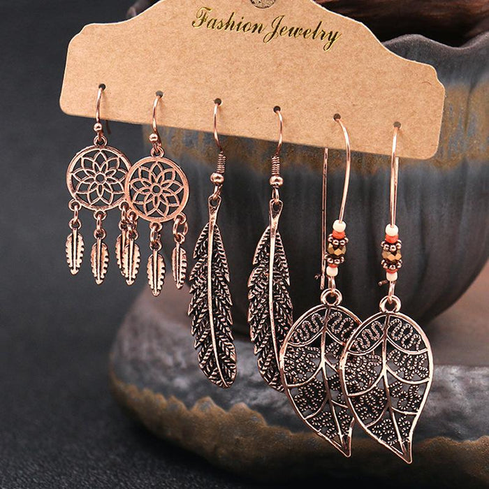 3 pairs/set Earrings Bohemian Style Jewelry X0X36194