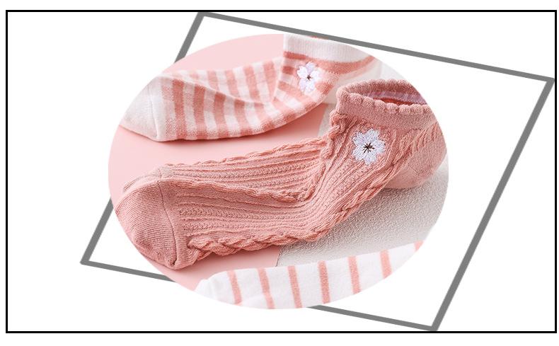 Summer Thin Cotton Socks Embroidered Shallow Striped Socks