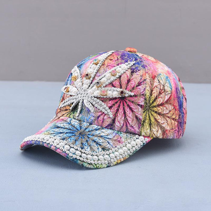 Summer Women's Maple Leaf Lace Handmade Beads Baseball Cap