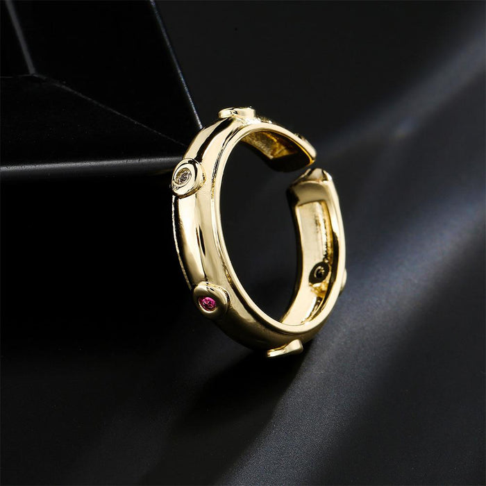 Vintage Gold Color Zircon Geometric Open Ring