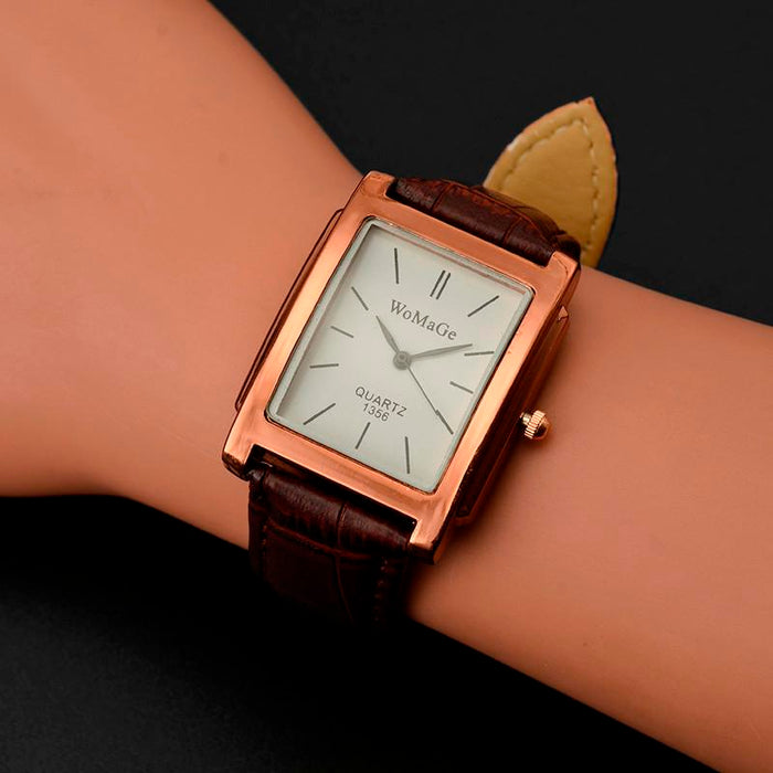 Men Watches Rectangle Quartz Leather Watches Elegant Wristwatch