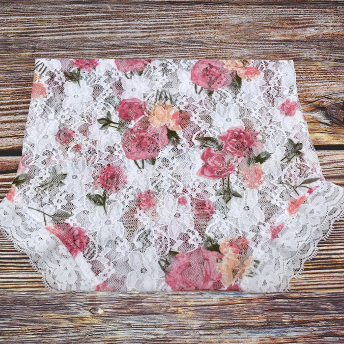 Lace Patting Flower Print Backless Triangle Lace Dress