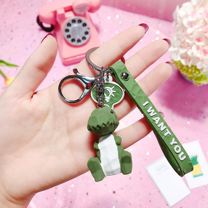 Cartoon Creative Faceted Geometric Dinosaur Keychain