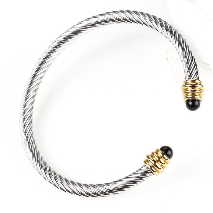 Titanium Steel Cable Bracelet Elastic Twist C Shape Bracelet Bangle