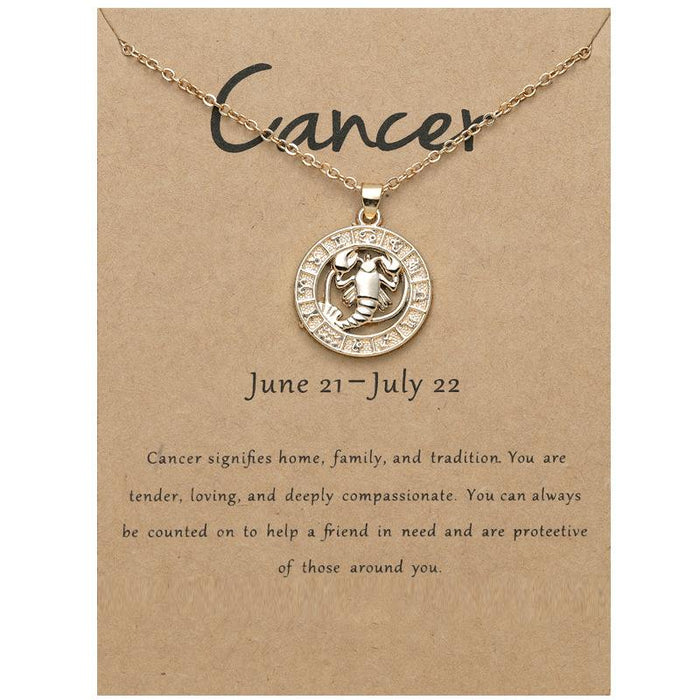 Zodiac 3D Image Pendant Card Clavicle Chain