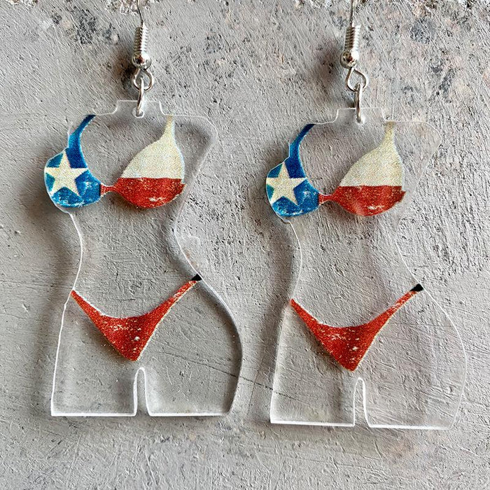 Texas printed female body Earrings