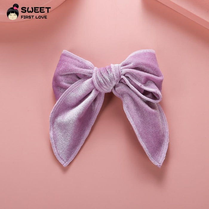 Velvet Bow Dovetail Hairpin Horsetail Clip