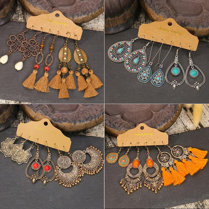 3 pairs/set Earrings Bohemian Style Jewelry X0X36219