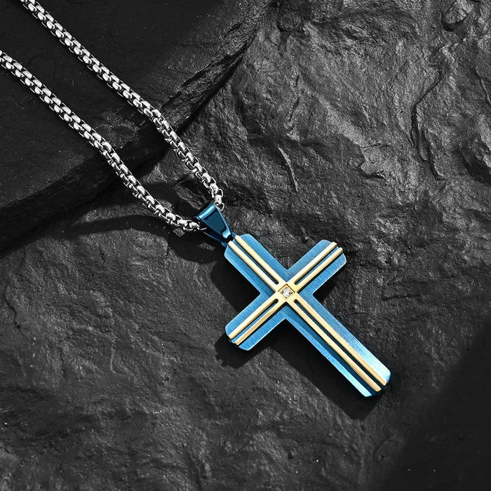 Personalized Titanium Steel Two-color Cross Pendant Necklace