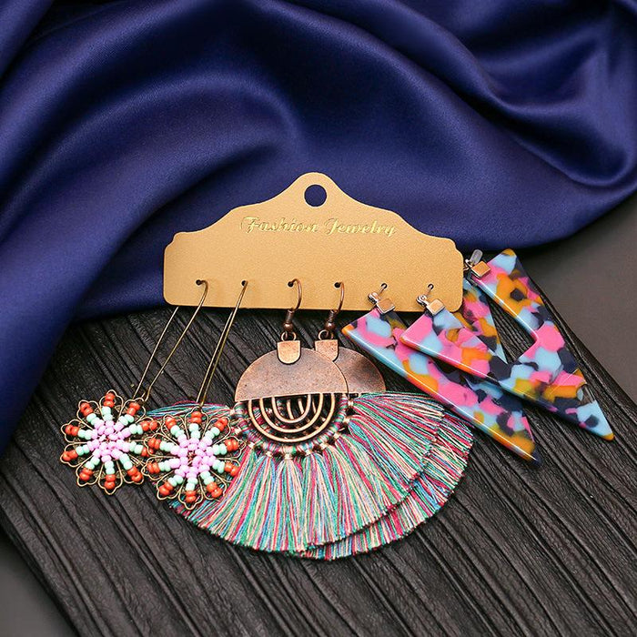 3 pairs/set Earrings Bohemian Style Jewelry X0X36218