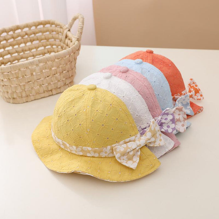 Summer Outdoor Windproof Shade Cute Bow Children's Fisherman Hat