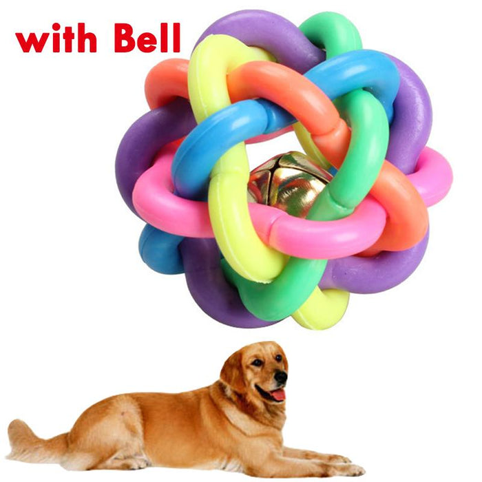 Large diameter about 9.5cm colorful rainbow pet kring ball dog toy