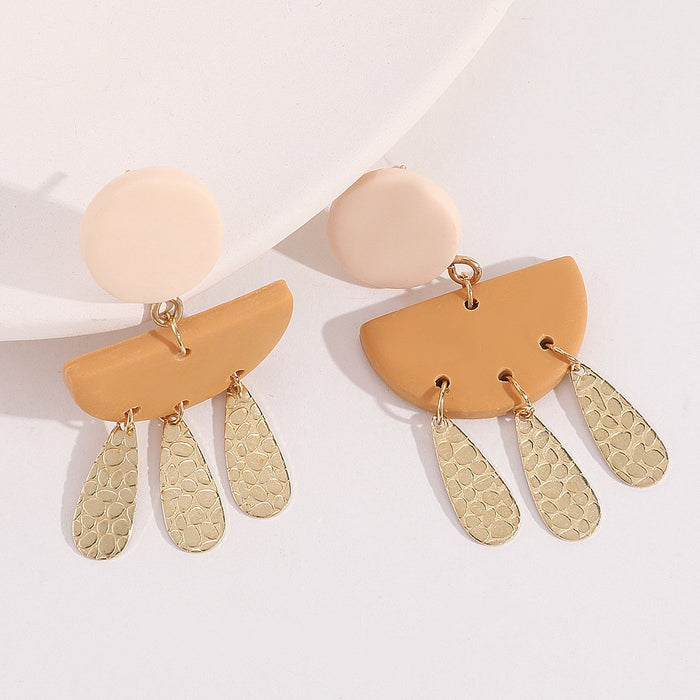 New Popular Semicircle Soft Ceramic Earrings