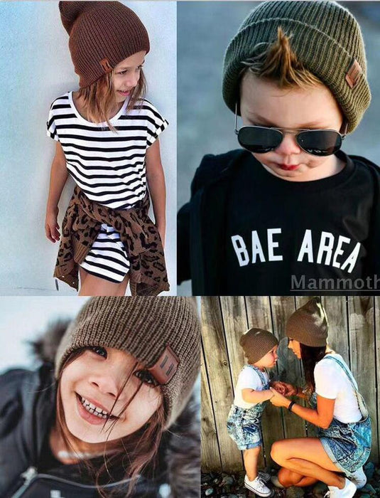 Kids Solid Knitted Beanies