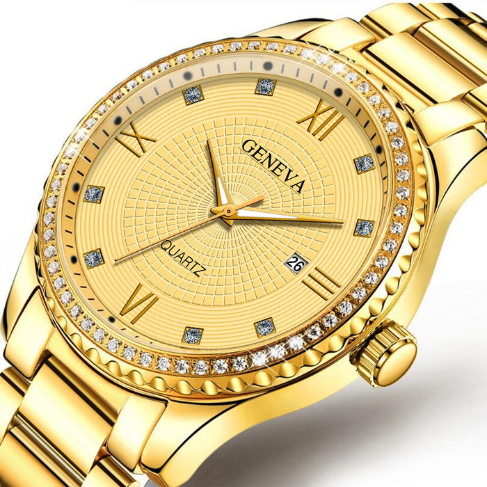 Mens Luxury Quartz Wrist Watch GENEVA Man Business