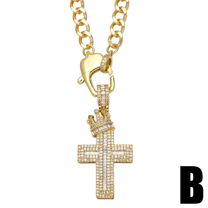 Fashion New Crown Cross Pendant Love Necklace