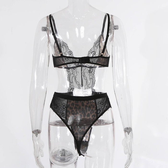 Women's Leopard Print Bodysuit Sexy One-piece Underwear