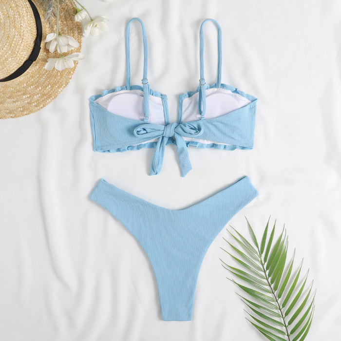 New V-neck Solid Color Split Women's Bikini