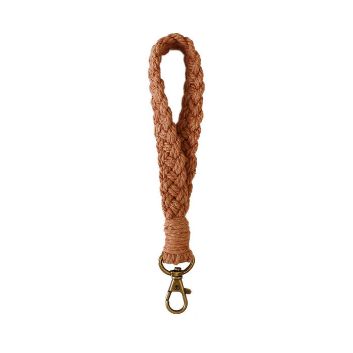 Hand woven cotton rope wristband key chain