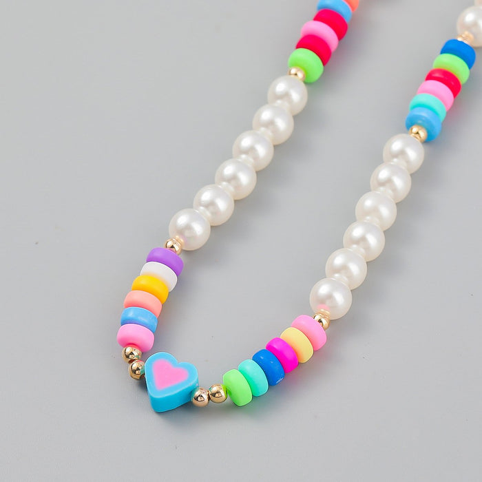 Fashion National Style Bead love shaped Resin Necklace