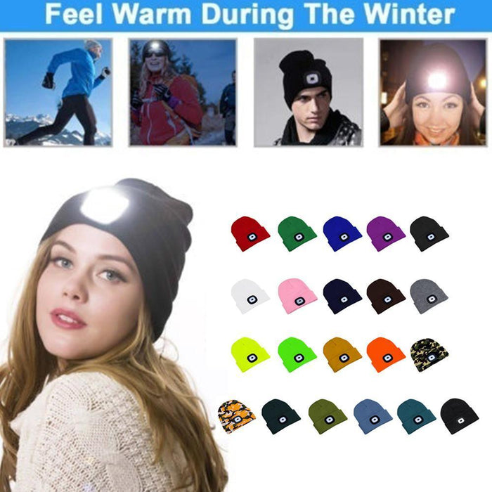 Rechargeable Usb Led Light Keep Warm Beanie