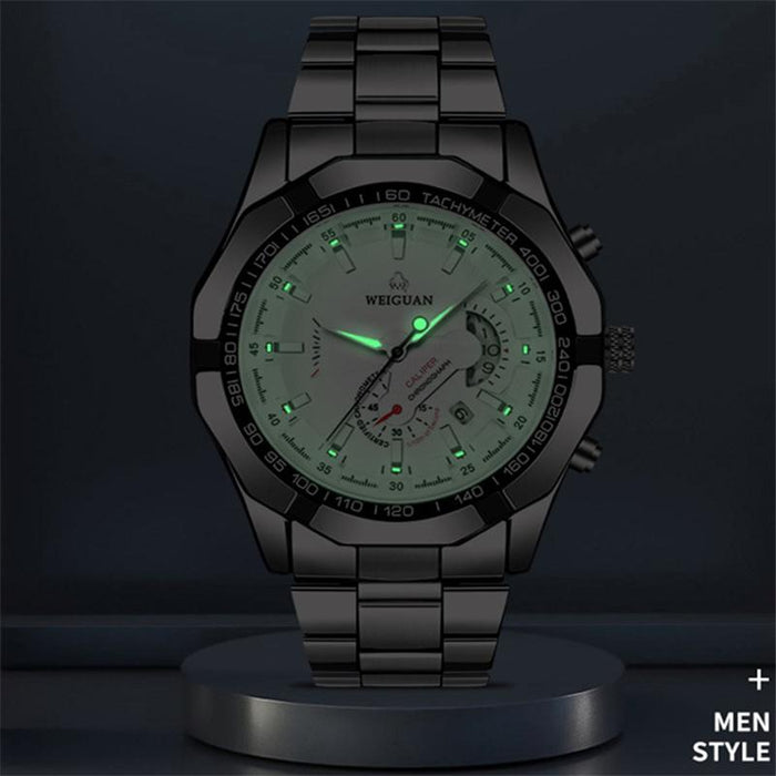 Luxury Men's Watches Stainless Steel Luminous Quartz Calendar Clock