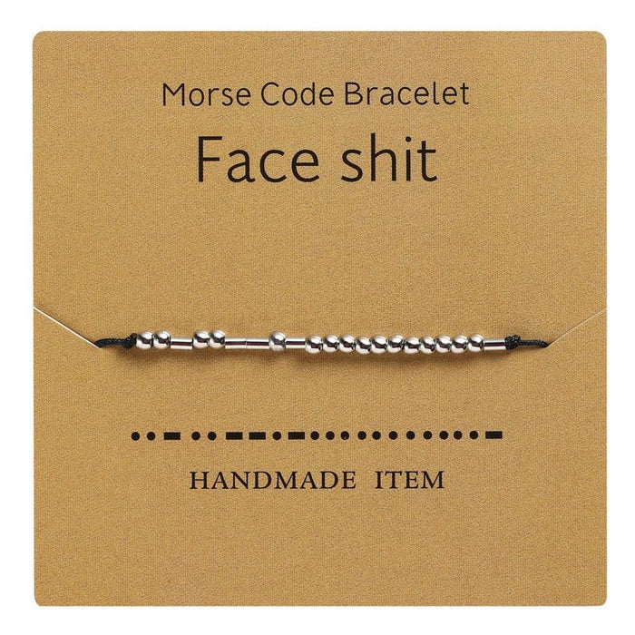 1PC Morse Code Bracelet Silver Beads