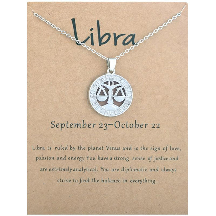 Zodiac 3D Image Pendant Card Clavicle Chain