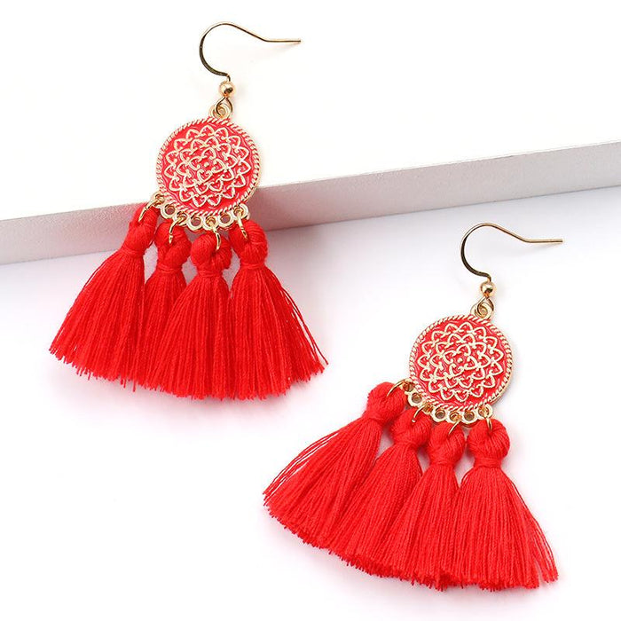 Boho Chic Brilliant Multicolored Tassel Earrings