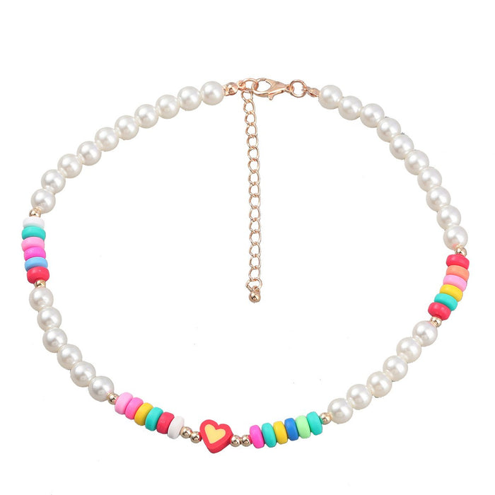 Fashion National Style Bead love shaped Resin Necklace