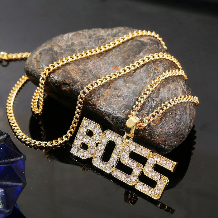 Punk Hip-hop Letter Full Diamond Necklace