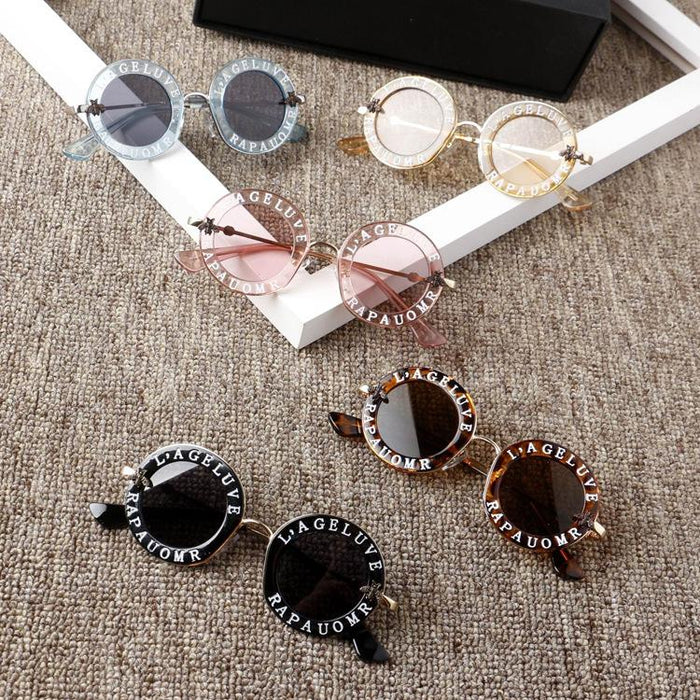 Children's letters Sunglasses round frame Retro