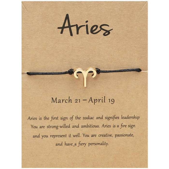 Twelve Constellations Bracelet Constellation Card Adjustable Black Rope Bracelet