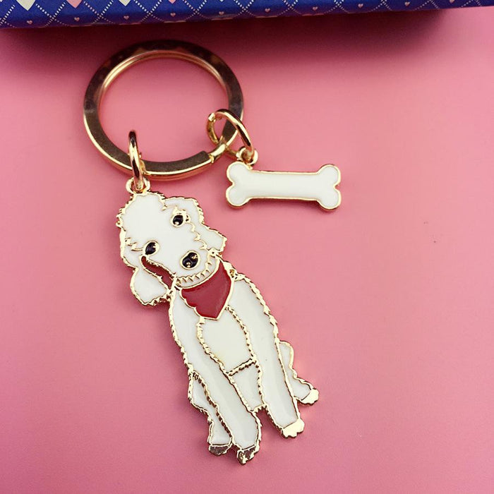 Multicolor Pet Dog Painted Zinc Alloy Keychain