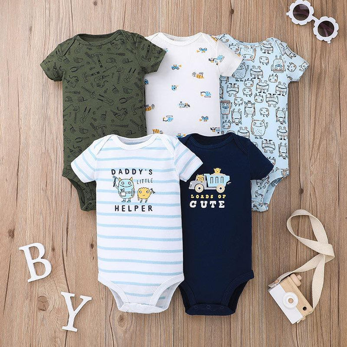 5pc Pack Cartoon Baby Summer Jumpsuit