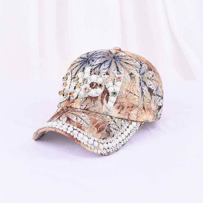 Summer Women's Maple Leaf Lace Handmade Beads Baseball Cap