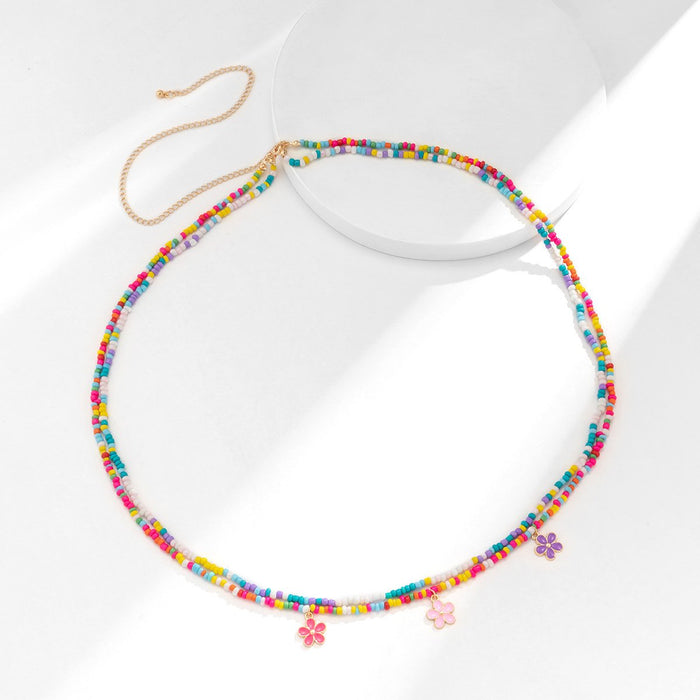 Colorful Beaded Waist Chain Geometric Stretch Body Chain