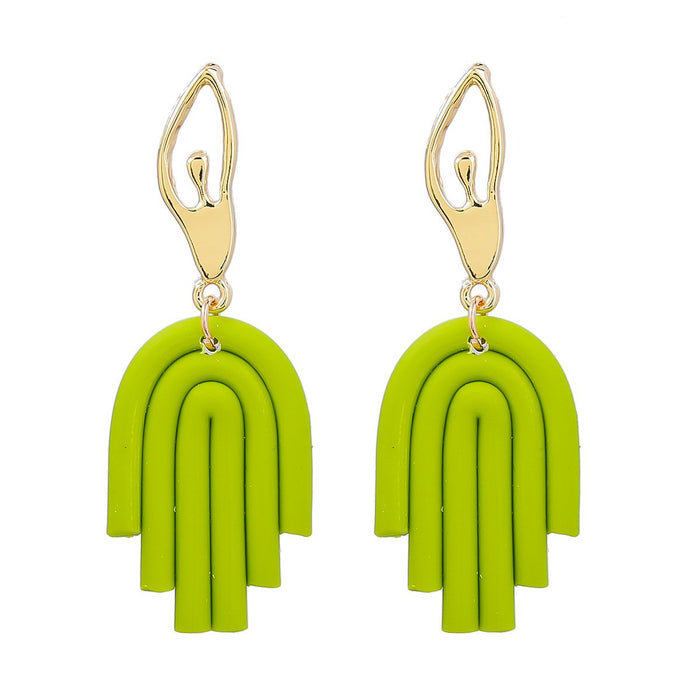 Simple Fashionable Palm Shaped Resin Striped Earrings