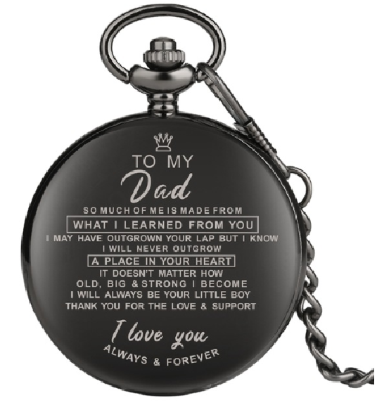 Top Unique Family Gifts Customized Greeting Words I LOVE YOU Theme Quartz Pocket Chain Watch Souvenir Gifts for Dad Mom Husband