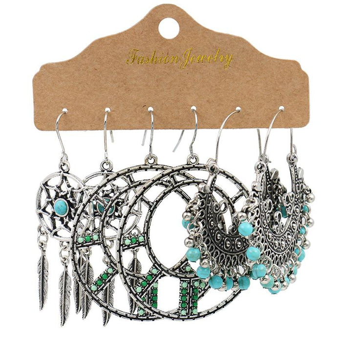 Three-Piece Metal Drop Earrings Set Jewelry