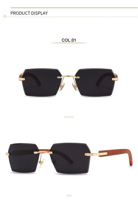 Men's and women's small frame personalized metal rimless Sunglasses