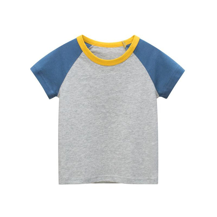 Children's short sleeved T-shirt sleeve solid color no pattern