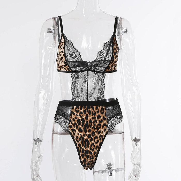 Women's Leopard Print Bodysuit Sexy One-piece Underwear