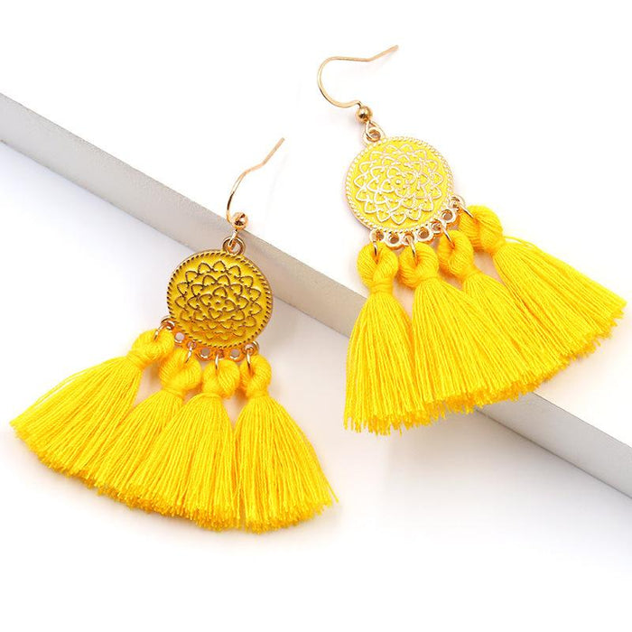 Boho Chic Brilliant Multicolored Tassel Earrings