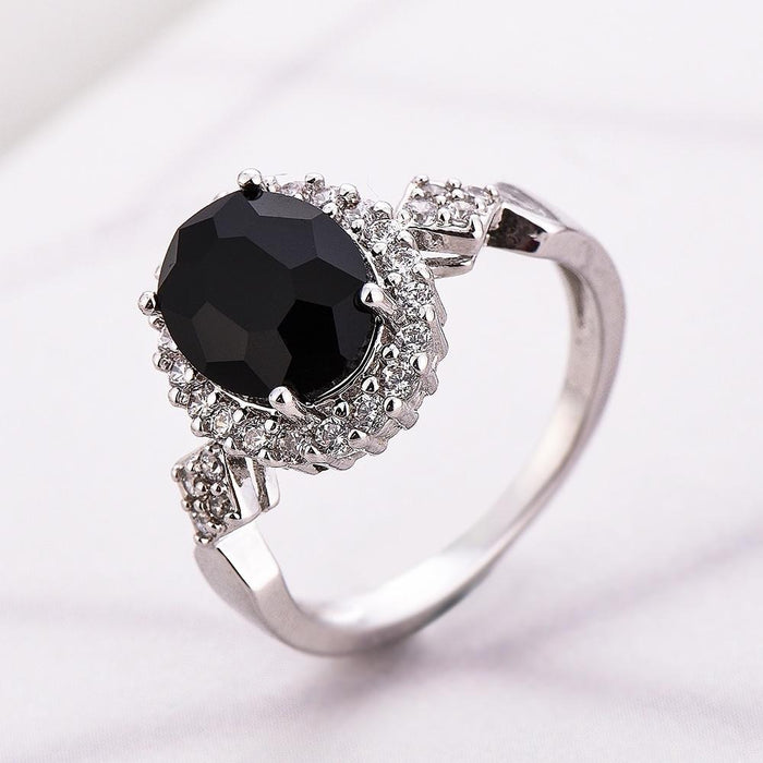 Women's Jewelry Oval Cut Olive / Black Zircon Bridal Rings