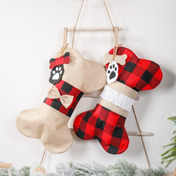Christmas Decorations Bone Shape Socks Gift Bag